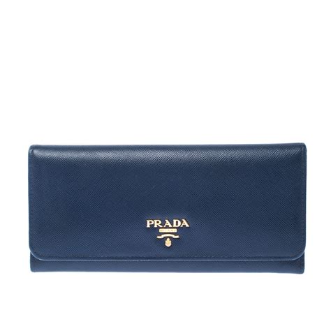 prada grained leather wallet blue|Prada wallet outlet.